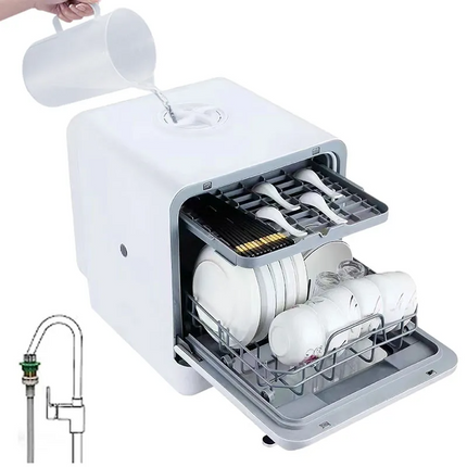 The compact, powerful Porodo Lifestyle Counter-Top Dishwasher makes cleaning dishes easy in every kitchen. This convenient and efficient dishwasher is