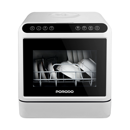 The compact, powerful Porodo Lifestyle Counter-Top Dishwasher makes cleaning dishes easy in every kitchen. This convenient and efficient dishwasher is