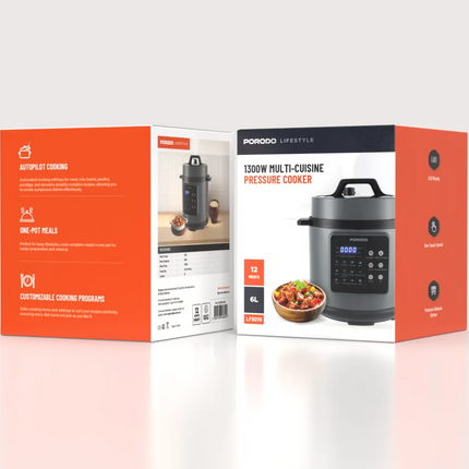 The Porodo Lifestyle 1300W Multi-Cuisine Pressure Cooker is an all-in-one appliance for the kitchen, inherently elevating the joy of cooking by making