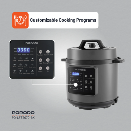 The Porodo Lifestyle 1300W Multi-Cuisine Pressure Cooker is an all-in-one appliance for the kitchen, inherently elevating the joy of cooking by making
