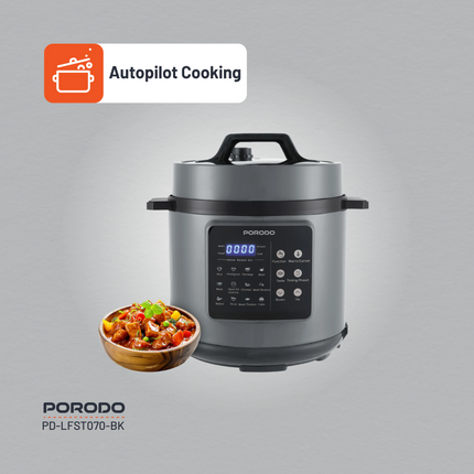 The Porodo Lifestyle 1300W Multi-Cuisine Pressure Cooker is an all-in-one appliance for the kitchen, inherently elevating the joy of cooking by making