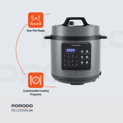 The Porodo Lifestyle 1300W Multi-Cuisine Pressure Cooker is an all-in-one appliance for the kitchen, inherently elevating the joy of cooking by making