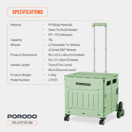 Porodo Lifestyle Collapsible Wagon Cart - This Porodo Lifestyle collapsible wagon cart is for maximum convenience and durability for transport
