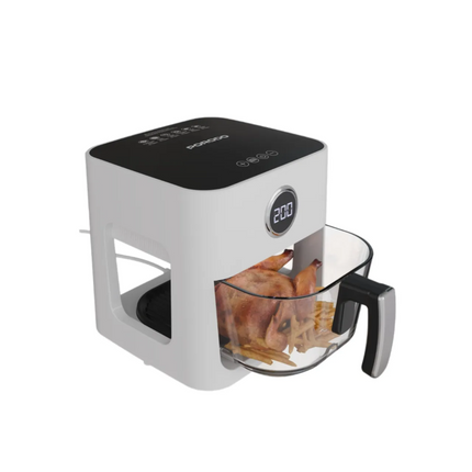 Porodo Lifestyle 5L Glass Pot Air Fryer – The Perfect combination of form and function for healthier cooking in the home! Running on 220-240V and 1200