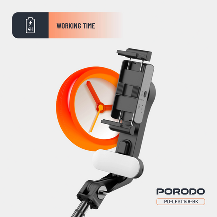 PORODO GIMBAL STABILIZER SELFIE STICK TRIPOD WITH FILL LIGHT & DETACHABLE REMOTE - B - The Porodo Gimbal Stabilizer Selfie Stick Tripod with Fill Light & Detachable Remote  Black ...