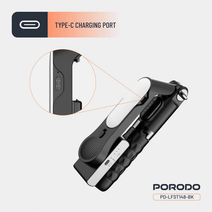 PORODO GIMBAL STABILIZER SELFIE STICK TRIPOD WITH FILL LIGHT & DETACHABLE REMOTE - B - The Porodo Gimbal Stabilizer Selfie Stick Tripod with Fill Light & Detachable Remote  Black ...