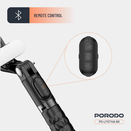 PORODO GIMBAL STABILIZER SELFIE STICK TRIPOD WITH FILL LIGHT & DETACHABLE REMOTE - B - The Porodo Gimbal Stabilizer Selfie Stick Tripod with Fill Light & Detachable Remote  Black ...