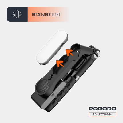 PORODO GIMBAL STABILIZER SELFIE STICK TRIPOD WITH FILL LIGHT & DETACHABLE REMOTE - B - The Porodo Gimbal Stabilizer Selfie Stick Tripod with Fill Light & Detachable Remote  Black ...