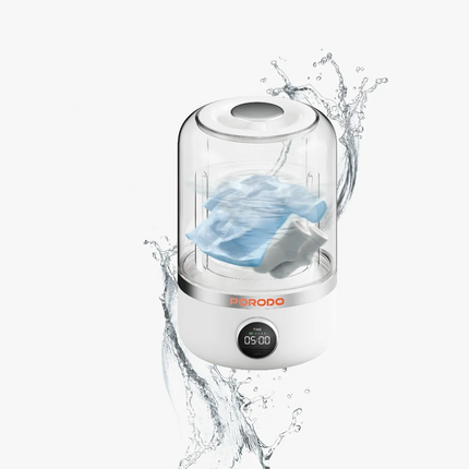 The Porodo Lifestyle Cordless Mini Washing Machine is incredibly small and efficient, designed for making quick laundry tasks very portable. With its 