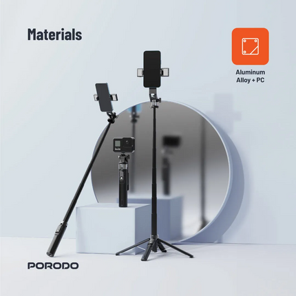 The Porodo Lighting Selfie Stick is a portable and versatile device designed to enhance your photography and videography experience. Through its seaml
