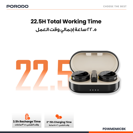 The Black Porodo Lavalier Microphone is designed to capture clear and crisp audio. Its convenience and versatility stand out due to its Type-C connect