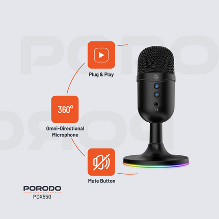 The Porodo Gaming Omni-Directional USB Microphone represents a high-class integrated audio solution that targets computer game players, streamers, and