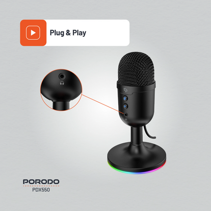 The Porodo Gaming Omni-Directional USB Microphone represents a high-class integrated audio solution that targets computer game players, streamers, and
