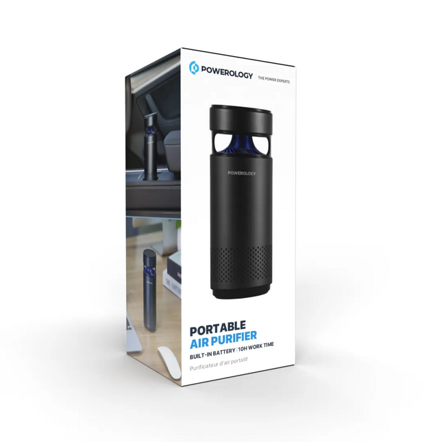 The Powerology Portable Air Purifier is efficiently designed to maintain clean air in any environment. For convenience, the air purifier is designed w