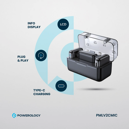 The Powerology Dual Microphone Professional Set represents a wireless high-grade audio solution with crystal-clear sound and smooth connectivity, spec