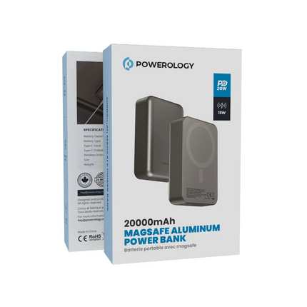 Here is the powerful and ultimate solution for your charging needs: Powerology 20000 mAh Magsafe power bank. You have a fast 20W PD (power delivery) t