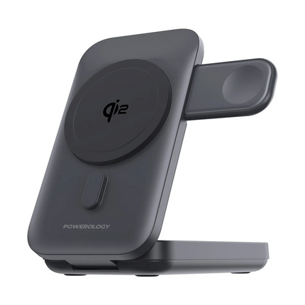 Stay charged with the Powerology Qi2 15W MagSafe Power Bank. This power bank is available in black and supports wireless charging with a maximum outpu