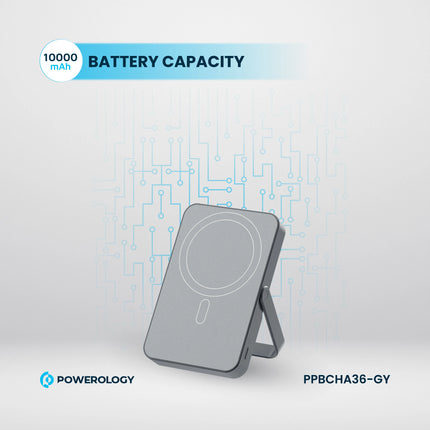 Powereology 10000mAh 15W Magnetic Wireless PD20W Power Bank – Grey