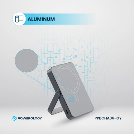 Powereology 10000mAh 15W Magnetic Wireless PD20W Power Bank – Grey