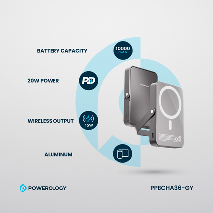 The Powerology 10000mAh MagSafe Power Glass Surface power bank is a powerful and stylish power charger designed for on-the-go users. This portable cha