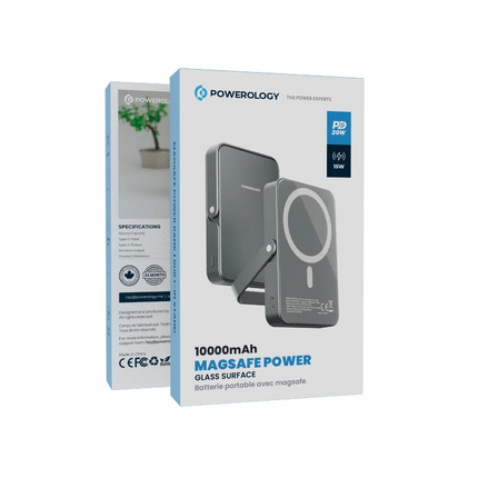 The Powerology 10000mAh MagSafe Power Glass Surface power bank is a powerful and stylish power charger designed for on-the-go users. This portable cha