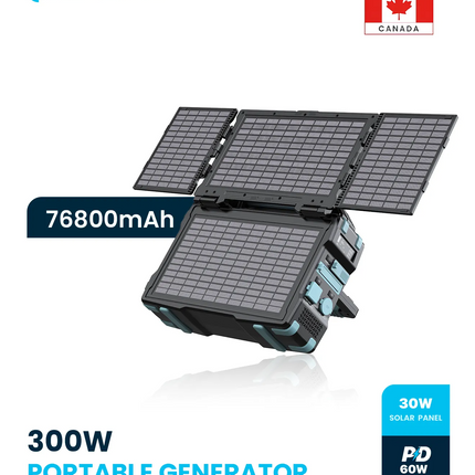 Start your adventures
and don’t be afraid of running out of battery! Powerology Portable Solar Power
Generator 284Wh 300W QC can support your gadgets 