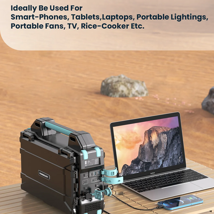Start your adventures
and don’t be afraid of running out of battery! Powerology Portable Solar Power
Generator 284Wh 300W QC can support your gadgets 