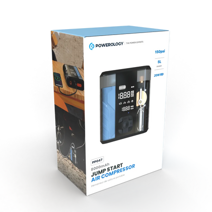 The Powerology 8800mAh Jump Start Air Compressor is a must-have for people who are always on the road. There may come a time when your engine needs a 
