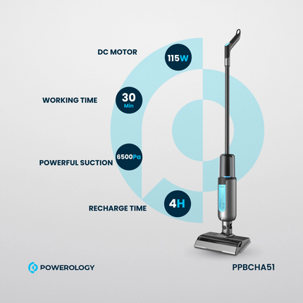 The Powerology Dual Design Cordless Vacuum &amp; Mop Black combines the power of vacuuming and mopping into one handy device, ideally suited to keepin