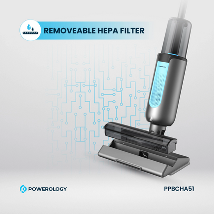 The Powerology Dual Design Cordless Vacuum &amp; Mop Black combines the power of vacuuming and mopping into one handy device, ideally suited to keepin