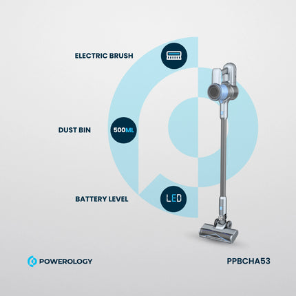 Powerology Cordless Stick Vacuum Cleaner with Detachable Battery