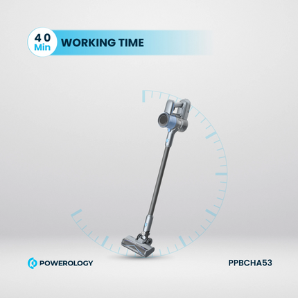 Powerology Cordless Stick Vacuum Cleaner, Dark Grey, is designed to be carried out with high performance and convenience. It enjoys a 350W motor with 