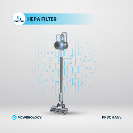 Powerology Cordless Stick Vacuum Cleaner, Dark Grey, is designed to be carried out with high performance and convenience. It enjoys a 350W motor with 