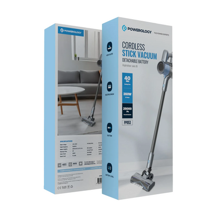 Powerology Cordless Stick Vacuum Cleaner, Dark Grey, is designed to be carried out with high performance and convenience. It enjoys a 350W motor with 