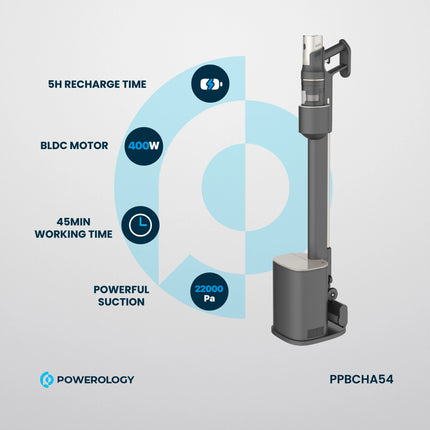Powerology Cordless Vacuum Auto-Disposal Charging