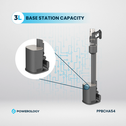The Powerology Cordless Vacuum with Auto-Disposal Charging is a new definition of cleaning convenience. An integrated, robust 400W BLDC motor has an i
