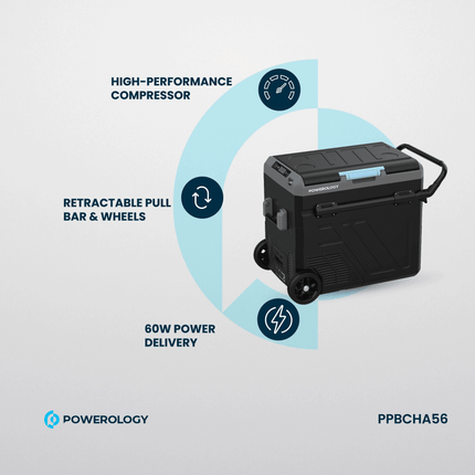 Powerology Dual Compartment Smart Fridge and Freezer 60L - Clix