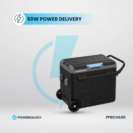 Take your on-the-go cooling to the next level with the Powerology Dual Compartment Smart Fridge and Freezer, a cutting-edge solution designed for port