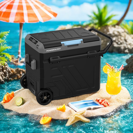 Take your on-the-go cooling to the next level with the Powerology Dual Compartment Smart Fridge and Freezer, a cutting-edge solution designed for port