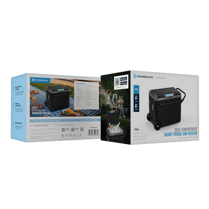 Take your on-the-go cooling to the next level with the Powerology Dual Compartment Smart Fridge and Freezer, a cutting-edge solution designed for port