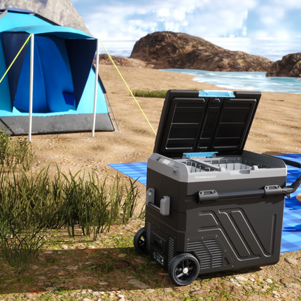Take your on-the-go cooling to the next level with the Powerology Dual Compartment Smart Fridge and Freezer, a cutting-edge solution designed for port