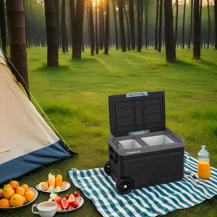 Powerology Dual Compartment Smart Fridge and Freezer feature versatile and efficient cooling, and with its total capacity of 40L, your items can be us