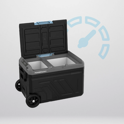 Powerology Dual Compartment Smart Fridge and Freezer feature versatile and efficient cooling, and with its total capacity of 40L, your items can be us