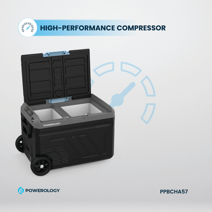 Powerology Dual Compartment Smart Fridge and Freezer feature versatile and efficient cooling, and with its total capacity of 40L, your items can be us