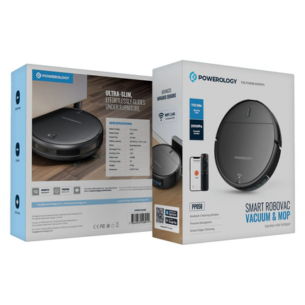Introducing the Powerology Smart Robovac Vacuum &amp; Mop, the intelligent cleaning solution that automates and powers house cleaning. This highly eff