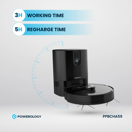 The Powerology Smart Station Robot Vacuum &amp; Mop combines advanced technology with solid cleaning for hands-free cleaning. The high-capacity 5200mA