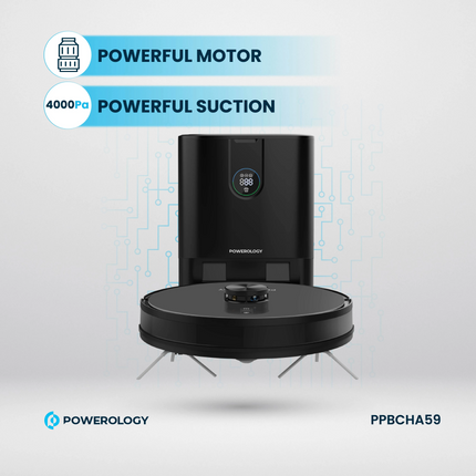 The Powerology Smart Station Robot Vacuum &amp; Mop combines advanced technology with solid cleaning for hands-free cleaning. The high-capacity 5200mA