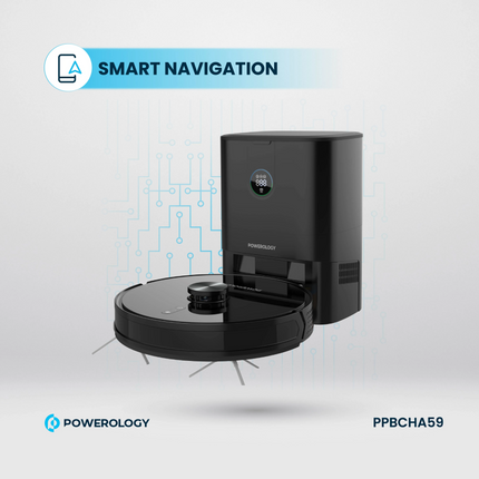 The Powerology Smart Station Robot Vacuum &amp; Mop combines advanced technology with solid cleaning for hands-free cleaning. The high-capacity 5200mA