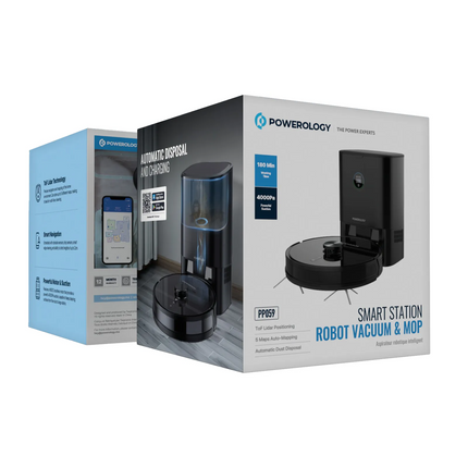 The Powerology Smart Station Robot Vacuum &amp; Mop combines advanced technology with solid cleaning for hands-free cleaning. The high-capacity 5200mA