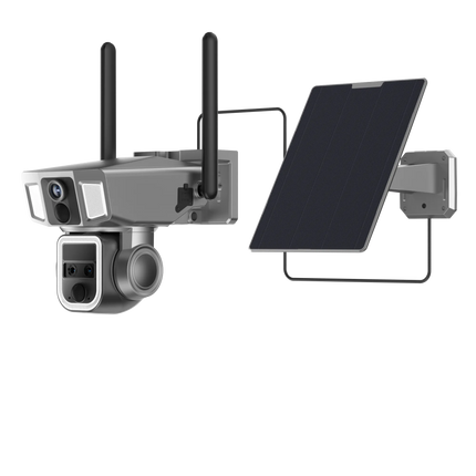 Making sure you don't miss a thing, the Powerology 4G/WiFi 360° Dual Lens Outdoor Camera in Black takes complete surveillance. With three 2MP HD CMOS 